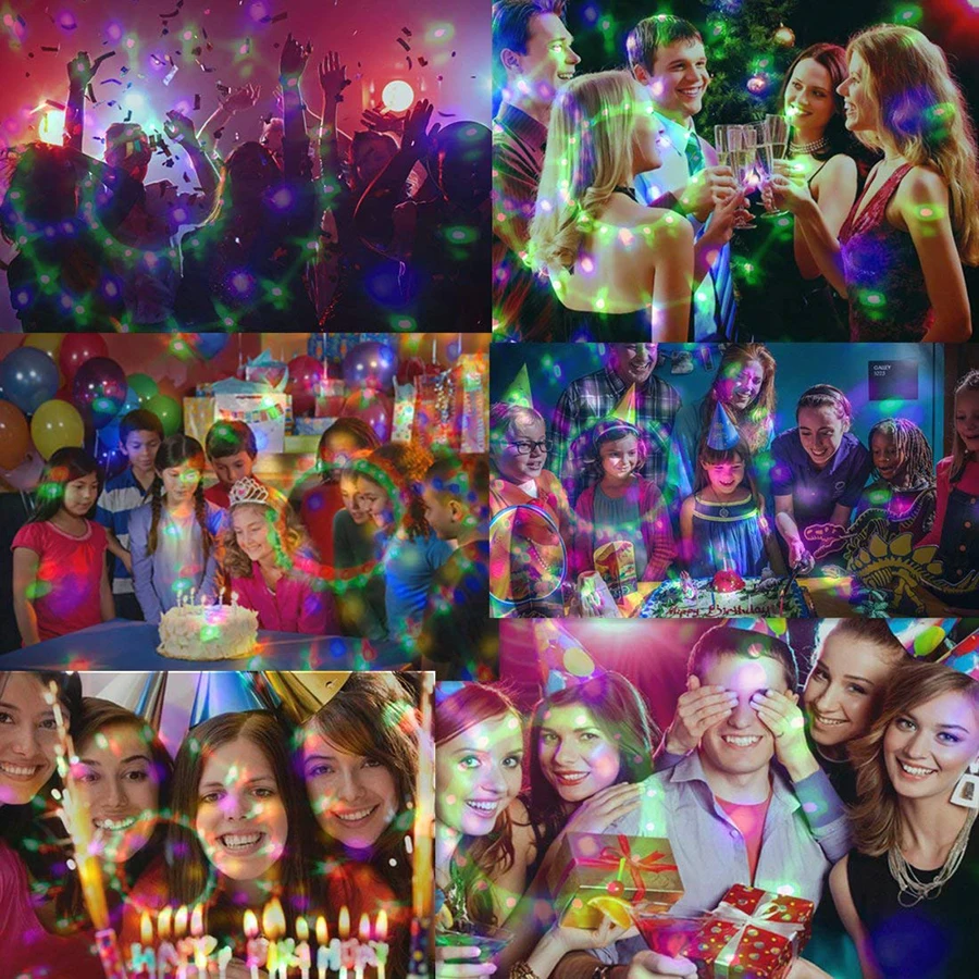 

Mini Disco Ball Party Light Sound Activated Laser Projector Stage Lighting effect Lamp Light Christmas Decorations Night Light