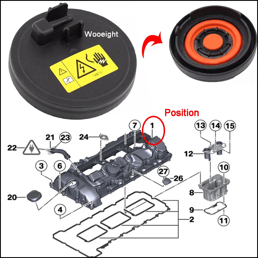 Крышка клапана головки цилиндра двигателя Wooeight 11127570292 для BMW X1 X3 X4 X5 X6 xDrive 335i 435i 535i