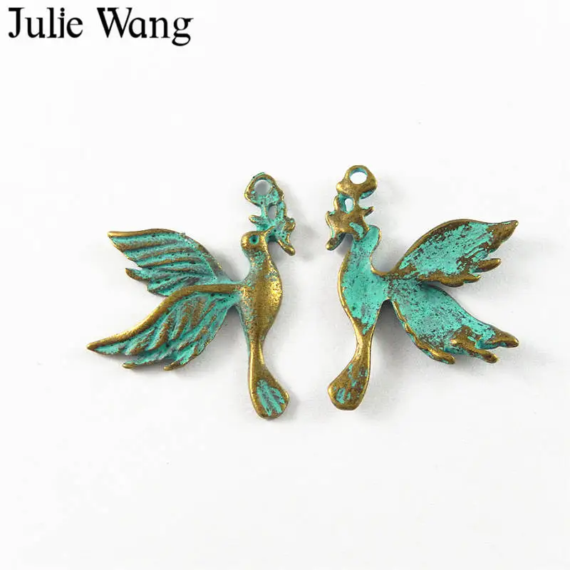 Julie Wang 10 шт. античные зеленые бронзовые Летающие птицы сплав подвески для