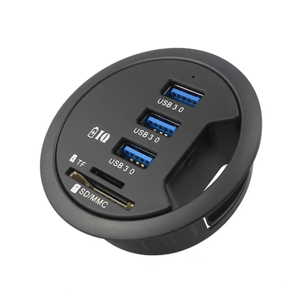 Настольная usb-хаб 3 порта USB 3,0 зарядное устройство для чтения данных/зарядки комбинированная настольная Ступица с 2 слотами SD/Micro-SD кард-ридер и адаптер переменного/постоянного тока