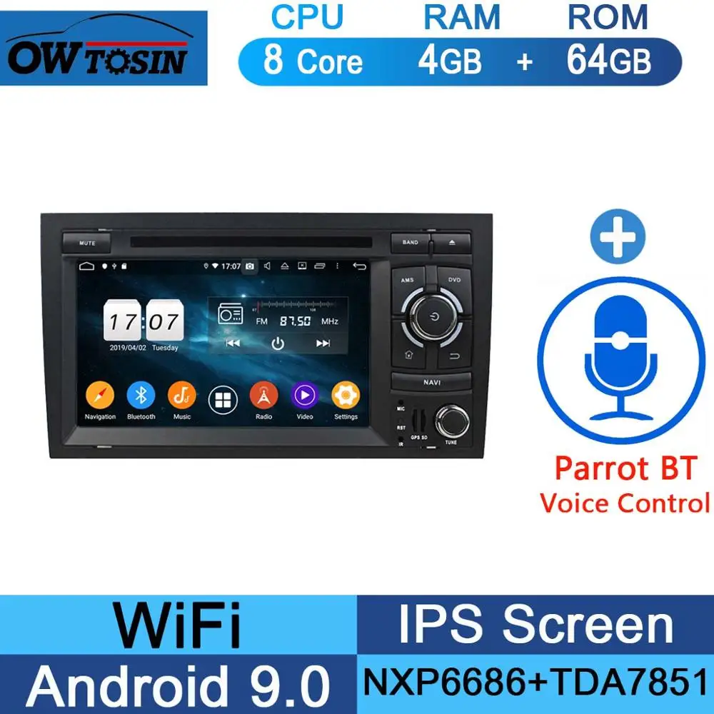 64G Parrot BT " ips 8 ядерный 4G+ 64G Android 9,0 автомобильный DVD радио мультимедиа gps Navi для Audi A4 B6 B7 S4 2002-2008 DSP CarPlay Parrot BT стерео - Цвет: 64G Parrot BT