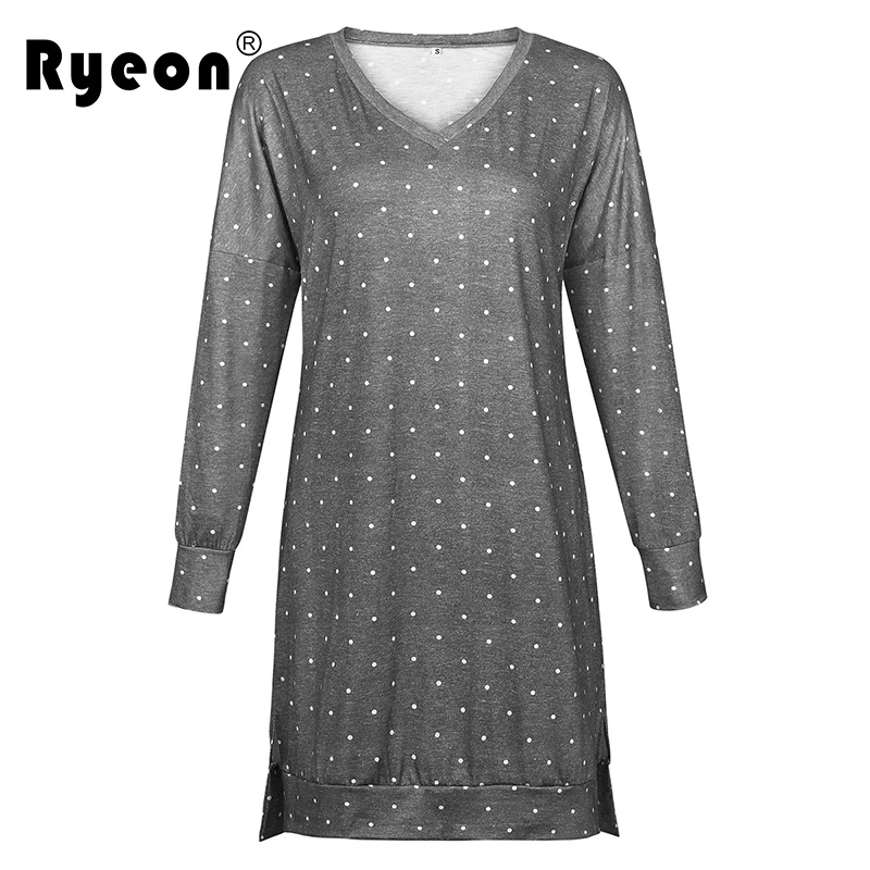 Ryeon теплые платья Повседневное горошек женское платье Осень Зима Весна с длинным