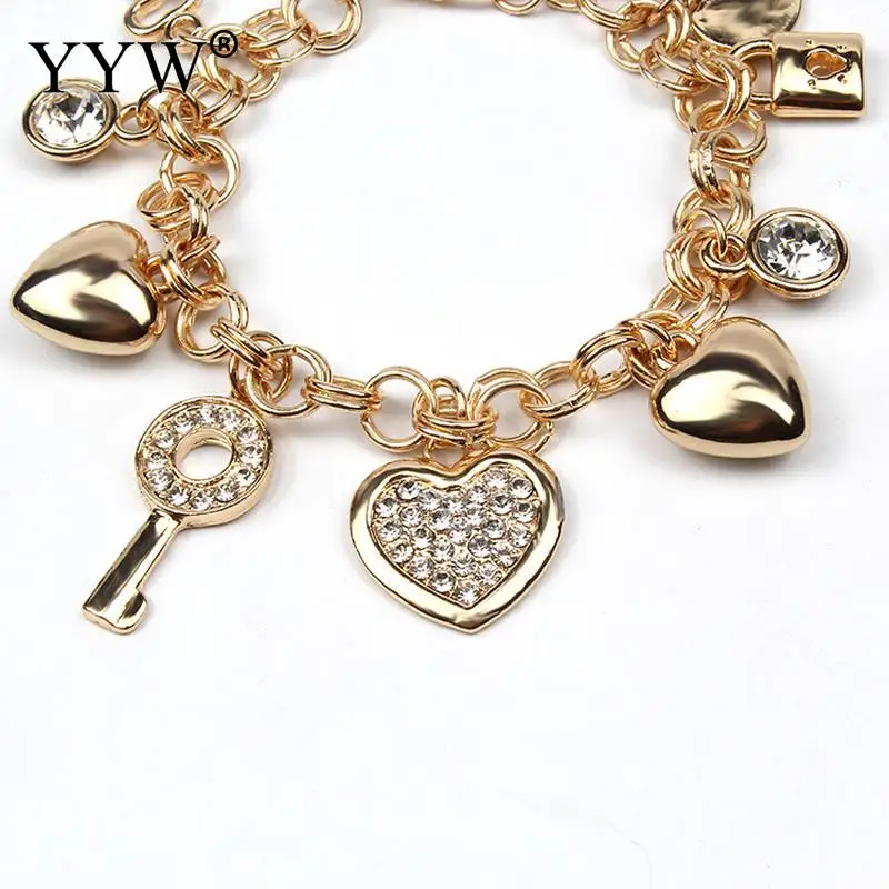 Золотые подвески в форме сердца браслеты для ключей и женщин браслет из