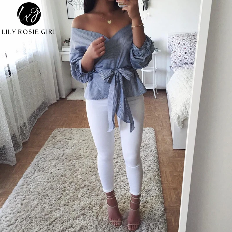 Conmoto Чёрная блузка с открытыми плечами сексуальная женская рубашка рукафами