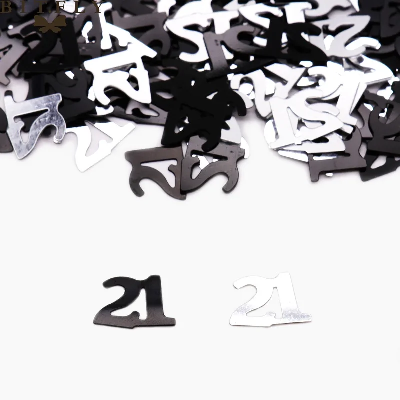 black 21th 15 г цифры на день рождения 13, 16, 18, 30, 40, 50, 60, 80 вечерние конфетти на день рождения, свадебные украшения, Блестящие Блестки, вечерние украшения на день рождения - Цвет: black 21th
