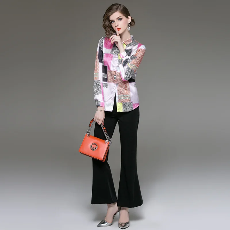 Для женщин s Топы и блузки шелковая блузка белый рубашка с длинными рукавами