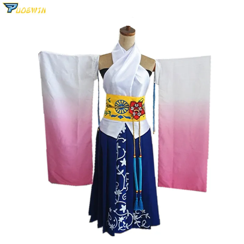 women size Final Fantasy X 10 маскарадный костюм Yuna костюм на заказ - Цвет: women size