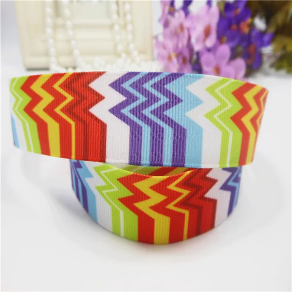 IuBuFiGo лента 7/8 &quot(22 мм) волна Радужная Печать Grosgrain DIY Ручная работа пятнистые ленты
