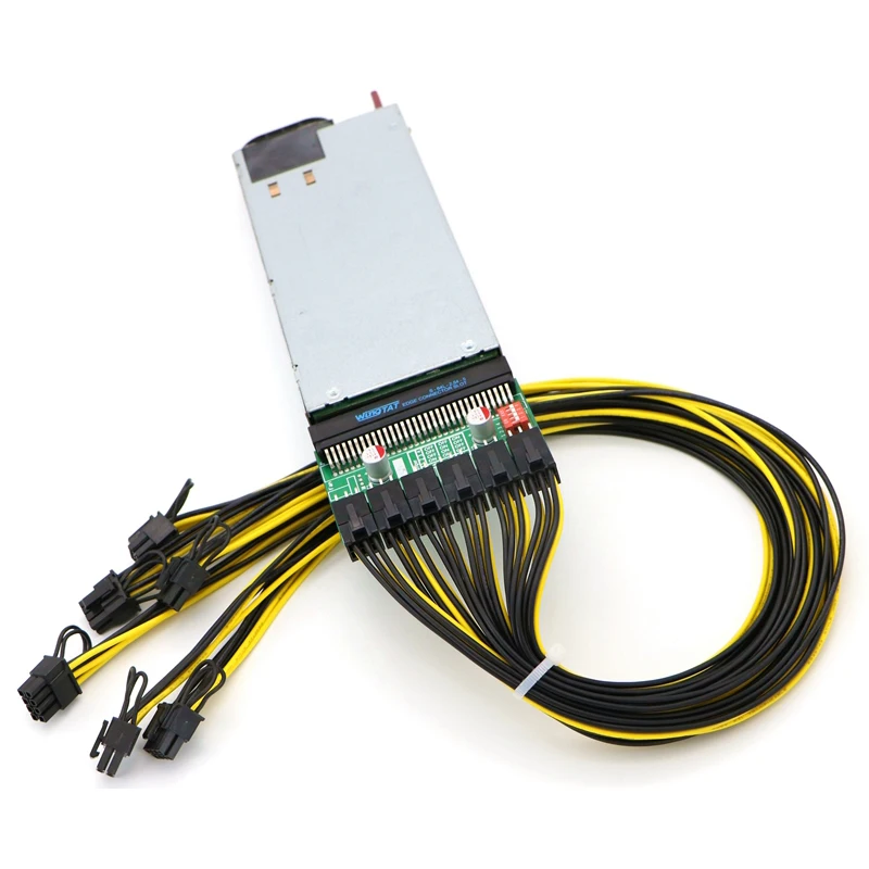 

Mining Power Supply Kit - 1200W PSU Server, Breakout Board, 6pcs PCIe 6Pin Cables.