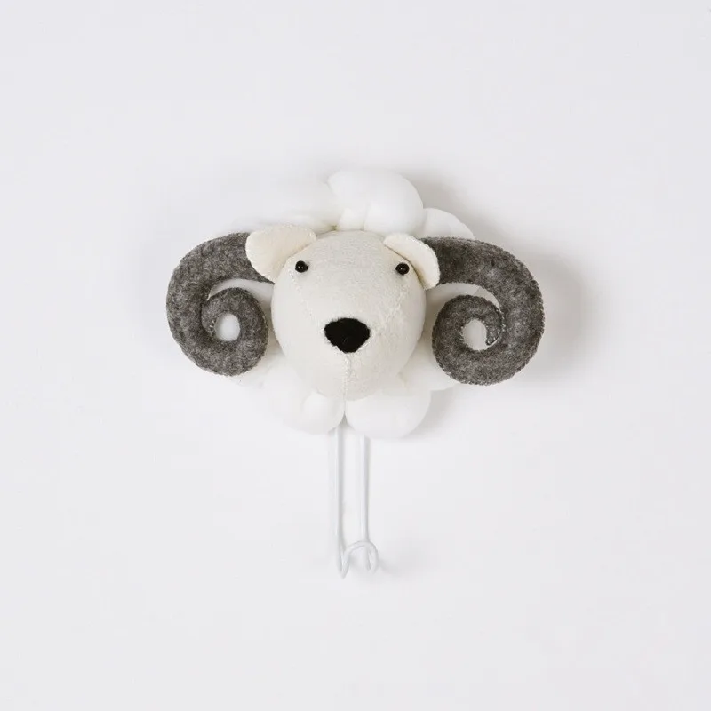 sheep Настенные украшения, крючок для животных, слон, олень, лисица, Лев, тигр, чучело из фетра, художественные куклы, детские подвесные игрушки для спальни, реквизит для фотосессии - Цвет: sheep