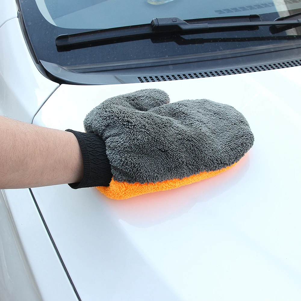 1 шт. Коралловая флисовая перчатка для мытья машины Чистящая рукавица короткая