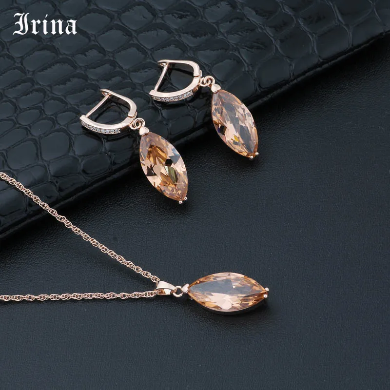 

Luxury Quality Jewelry Earrings and pendant set Horse Eye Zircon Earrings Women Wedding Party Jewelry Set