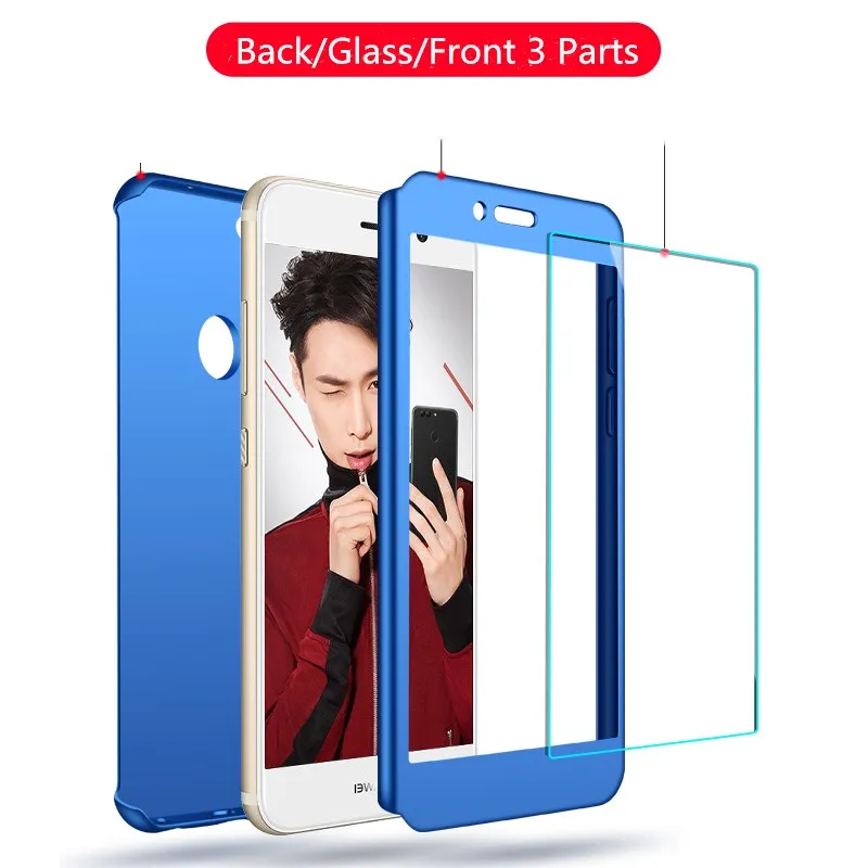 Полная защита на 360 градусов для Huawei Nova 2 Lite Plus 2s 2i 3 3i тонкий жесткий чехол 9 H