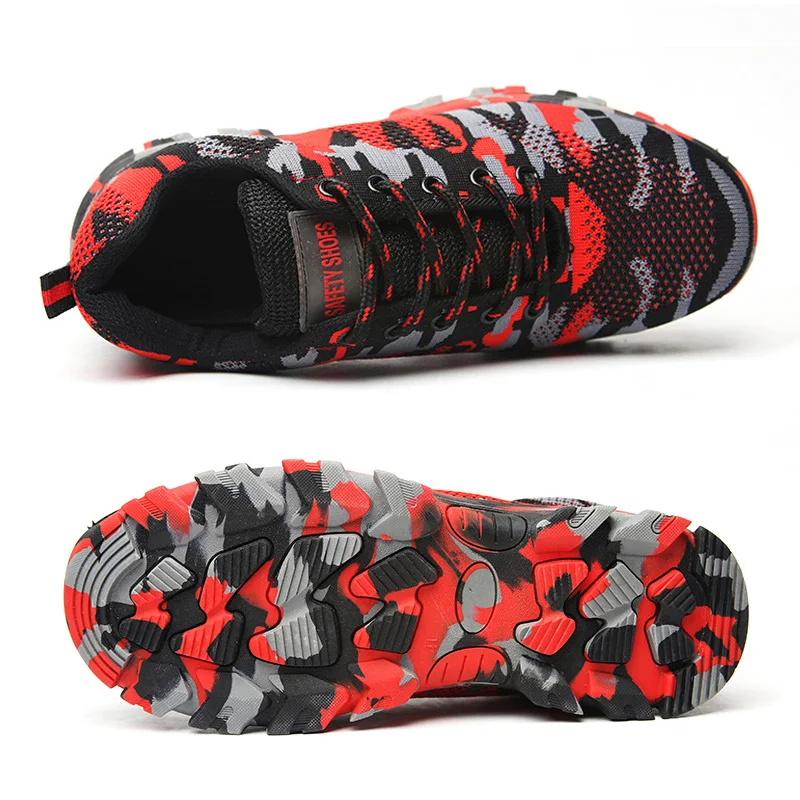 Мужская обувь со стальным носком безопасные рабочие ботинки дышащие плетеные