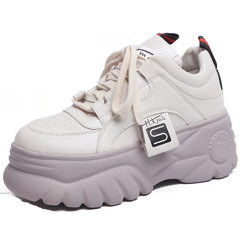 Женские кроссовки на платформе и высоком каблуке лоферы плоской подошве