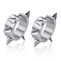 hot sale black silver color punk rivet earrings for men