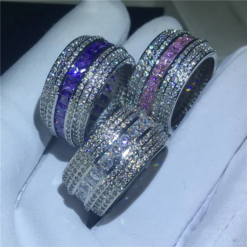 

3 вида цветов роскошное кольцо на палец кольцо из белого золота с AAAAA синтетический фианит с кубической огранкой обручальное кольцо кольца д...
