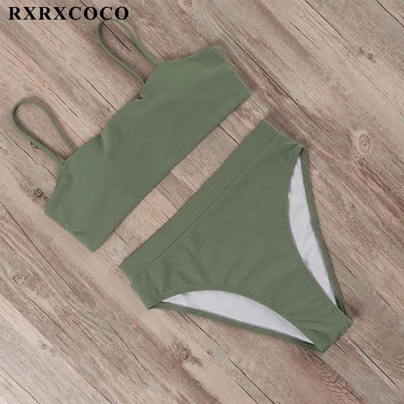 RXRXCOCO Высокая талия купальный костюм бикини Для женщин купальник сплошной с пуш