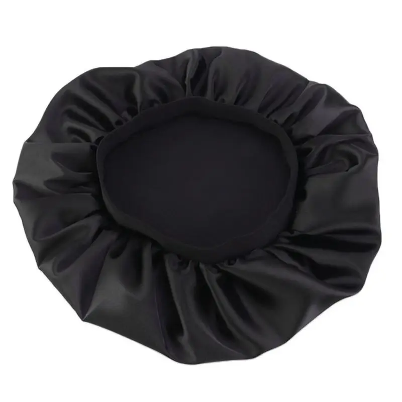 

Women Imitation Silk Bonnet Sleeping Cap Sweet Solid Candy Color Wide Elastic Band Hairstyle Head Cover Hair Loss Chemo