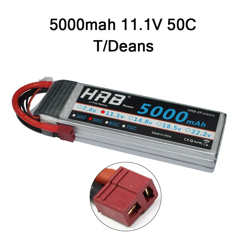 3S 5000mah 50C T HRB Lipo 3S 4S 11,1 V 14,8 V 5000mah 2S 6S 7,4 V 22,2 V батарея 2200mah 2600mah 3300mah 6000mah T для TRAXXAS 1:10 RC автомобиля FPV лодки - Цвет: 3S 5000mah 50C T