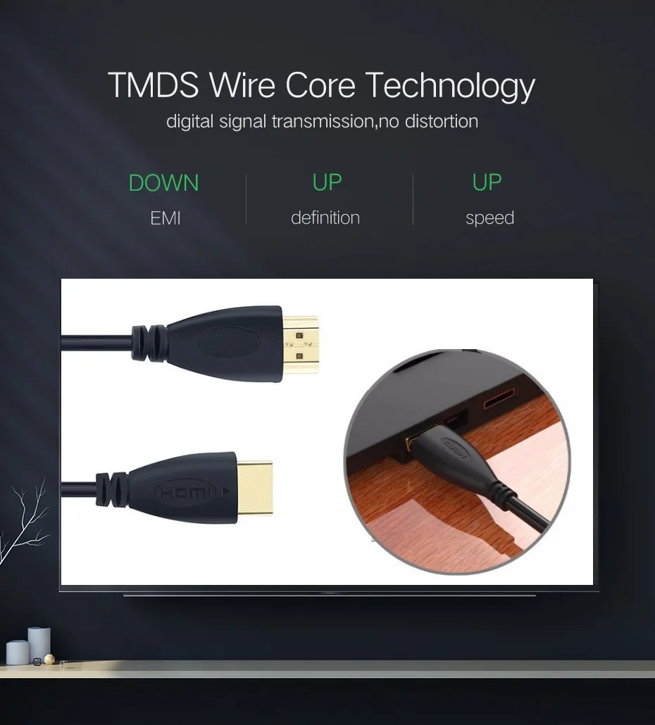 Кабель совместимый с HDMI штекер 1 м 2 3 5 4k 3D 60 кадров в секунду позолоченный кабель