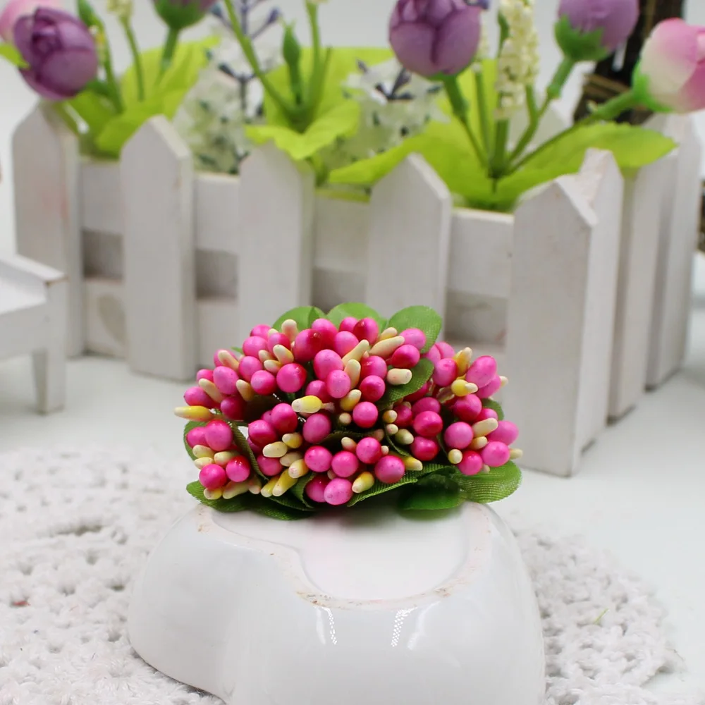 2017 10 шт./лот 2 см шелковые искусственные ягоды Stamen Bacca для свадьбы DIY Цветочные