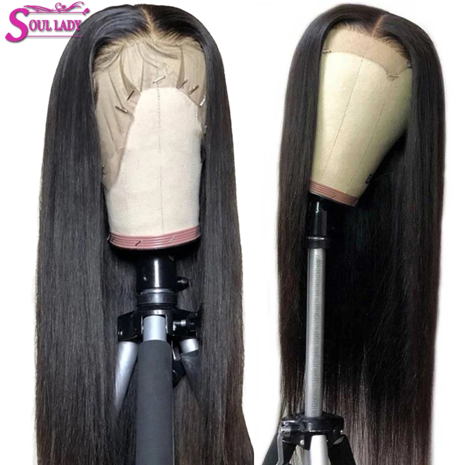 Soul Lady Transparet человеческие кружевные передние прямые парики 150% Малазийские Волосы кружевные передние парики предварительно выщипанные отбеленные узлы кружевные парики