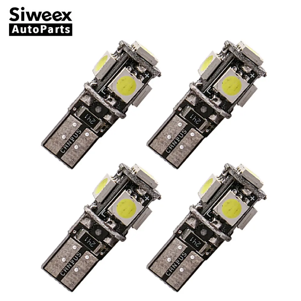

4 шт., Автомобильные светодиодные лампы T10 W5W 5050 5 SMD CANBUS