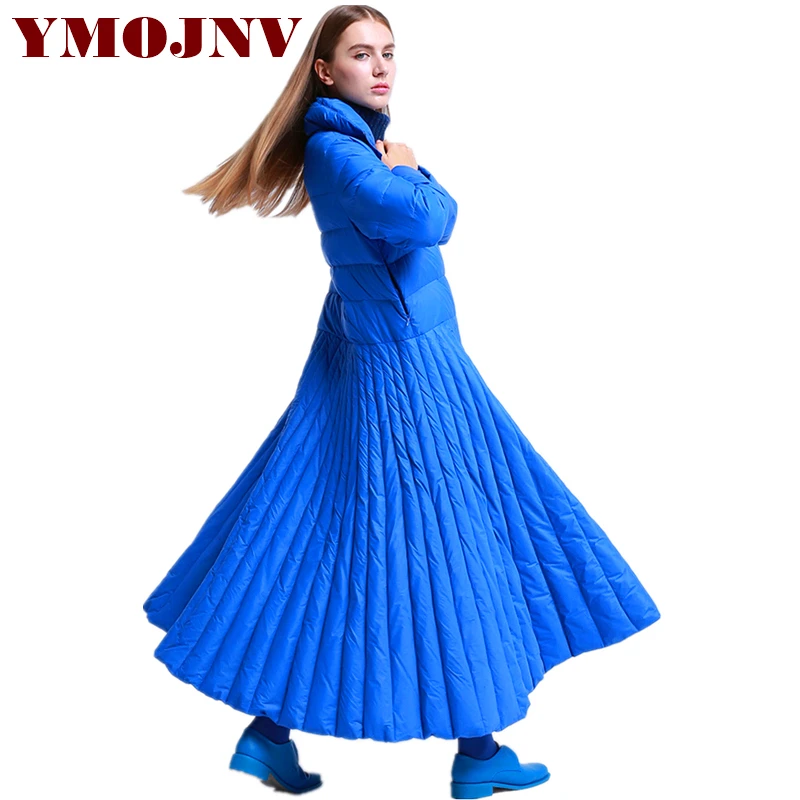 YMOJNV, специально дизайнерские женские зимние куртки, юбка, Стиль X-Long, утиное перо, пальто для женщин размера плюс, пуховик, парка, chaqueta mujer