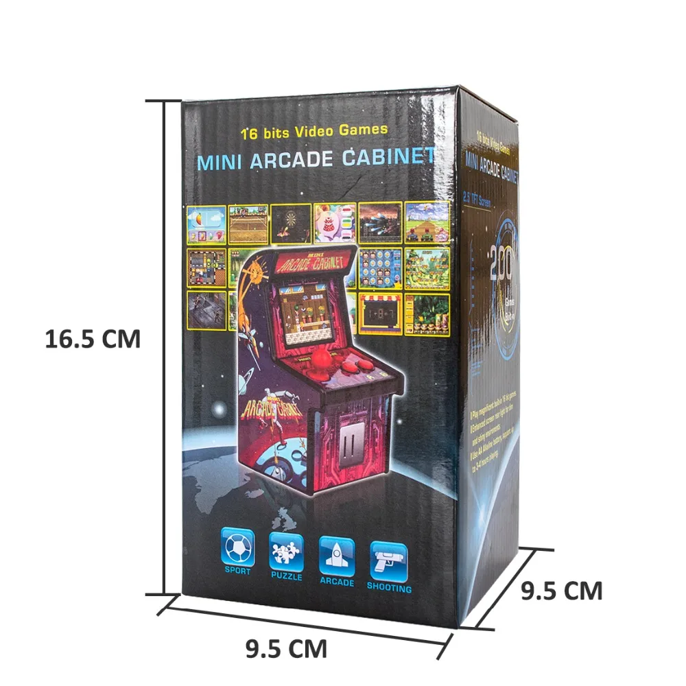 Мини Ретро аркадная портативная игровая консоль, встроенная в 200 игры, 16 бит аркадный джойстик 2,5 дюймов, классика игровая консоль