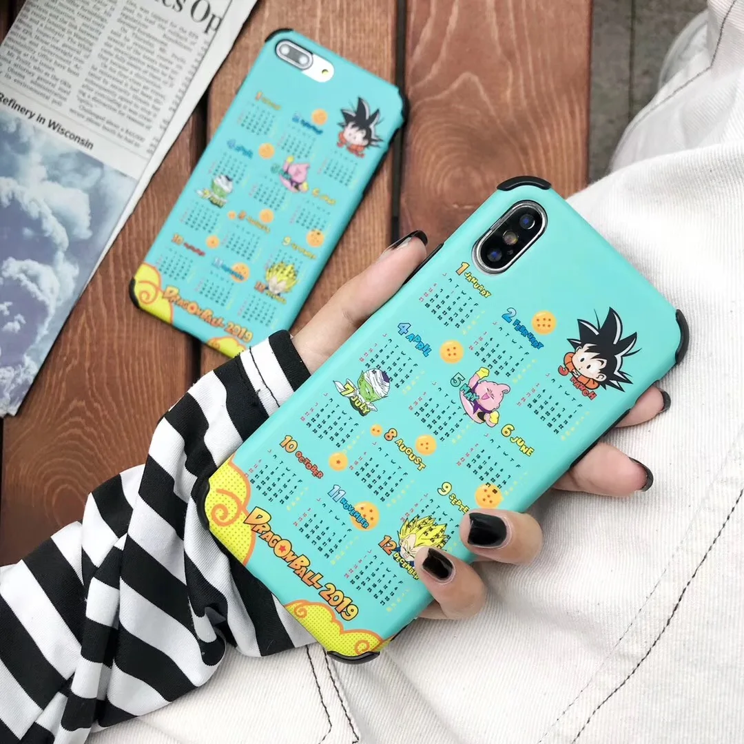 NEW 2019 Calendar Dragon Ball GoKu protection Phone Case For iPhone 7 8 6 6s Plus X Xs Max Xr 10 Liquid silicone Cover Fundas |