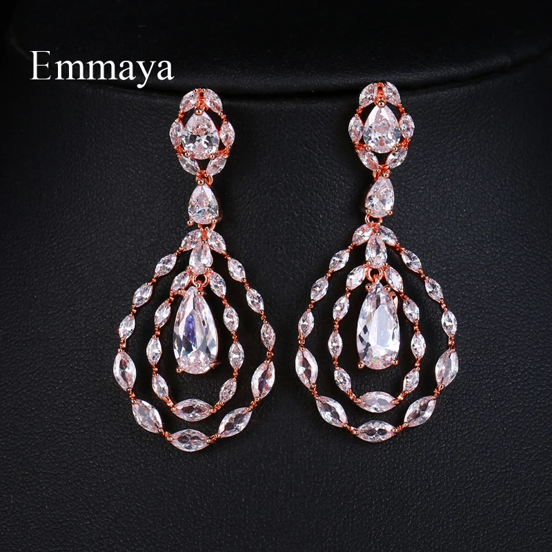 Серьги гвоздики Emmaya с фианитами женские классические ювелирные украшения для