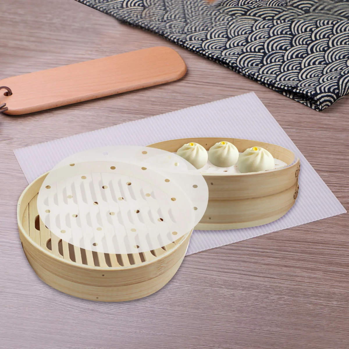 100 шт. Одноразовые Бамбуковые Отпариватели антипригарные перфорированные