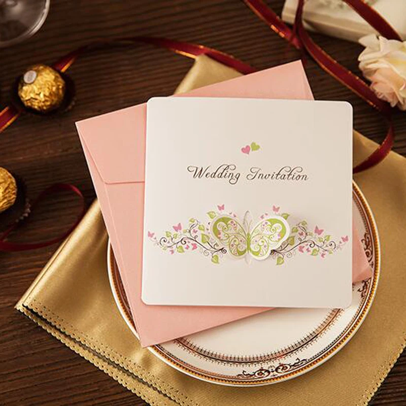 Korean-style Cute Butterfly Printable &amp Customize Free Wedding Suppliers Invitations Cards Shipping | Дом и сад