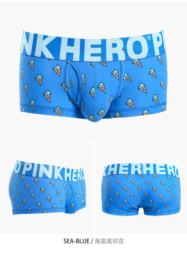 PINKHERO, мужское нижнее белье, боксеры, сексуальные, с рисунком мороженого, хлопковые, мужские боксеры, нижнее белье, брендовые трусы-боксеры, трусы