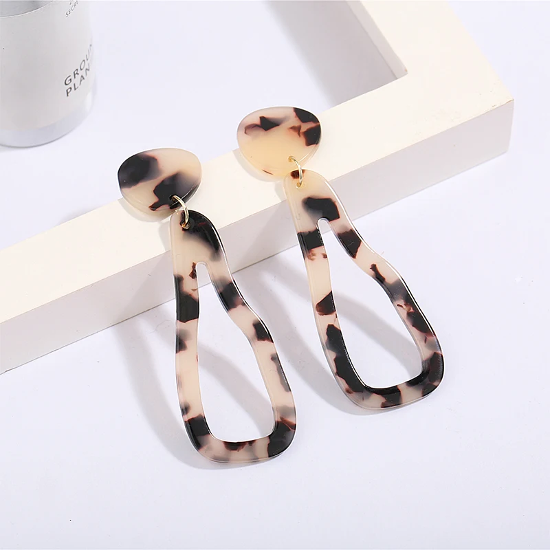 fashion earrings creative leopard acetate pendant personality anti-allergic temperament ring ladies jewelry | Украшения и