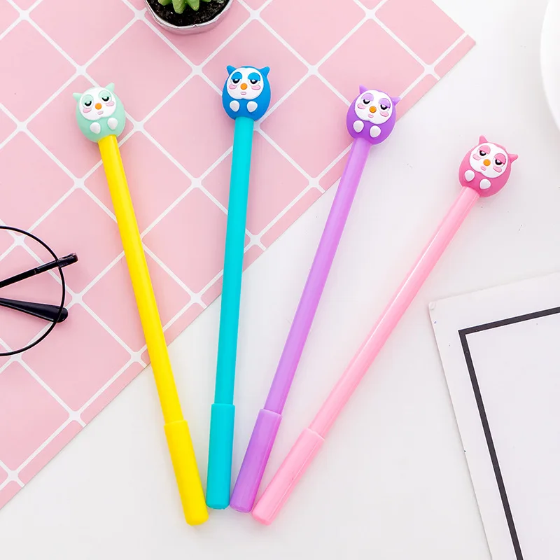 

4 Pcs Creative Cute Owls Neutral Pen Black Gel 0.5 Fountain Pen Signature Pens Wholesale School Stationery Gifts