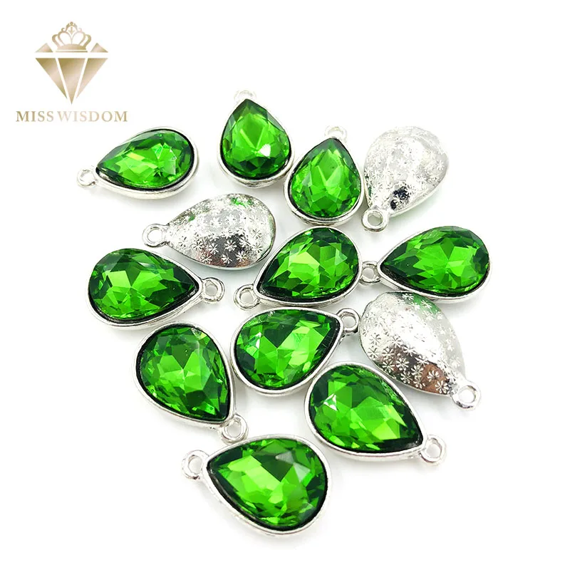 Высококачественные стразы в форме капли с зеленой травой стеклянные подвески