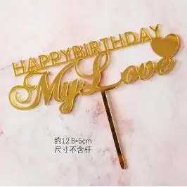 Happy Mother 4 1 шт Розовое золото сердце торт топ флаг золото геометрической формы топперы для тортов, украшение день матери кекс подарки для матери день рождения - Color: Happy Mother 4