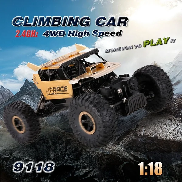 Flytec 9118 1/18 сплав корпус гусеничный RC машина Багги дистанционный Автомобиль 2,4G 4WD высокая скорость грузовик скалолазание автомобиль игрушки для детей