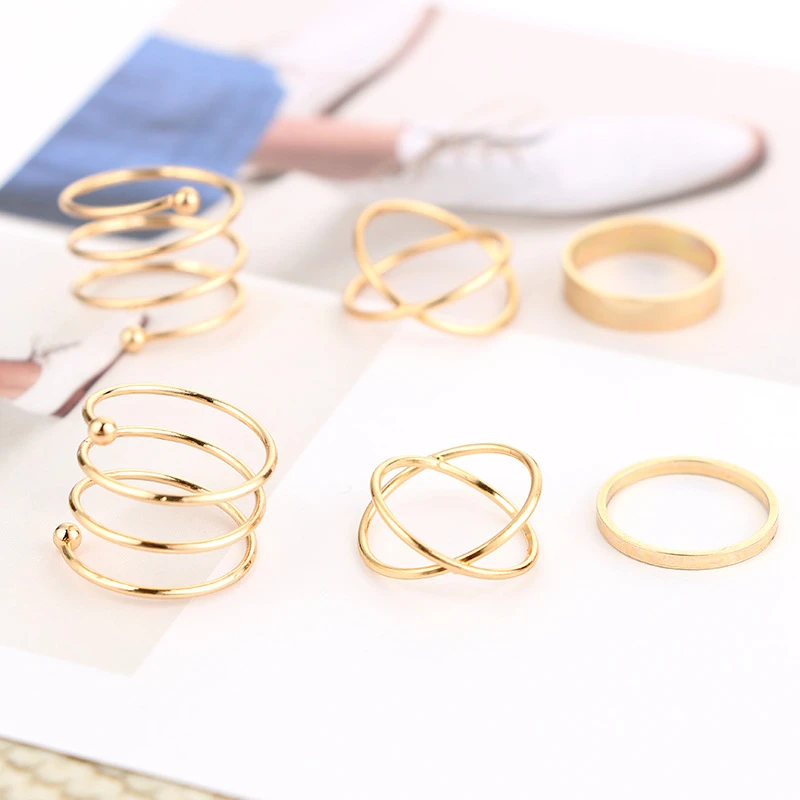 IFFURMON Retro Wedding Rings Set Mixed Hasma Hand Knuckle Midi Female Atique Gold Color Anillos Mujer Jewelry Gift | Украшения и