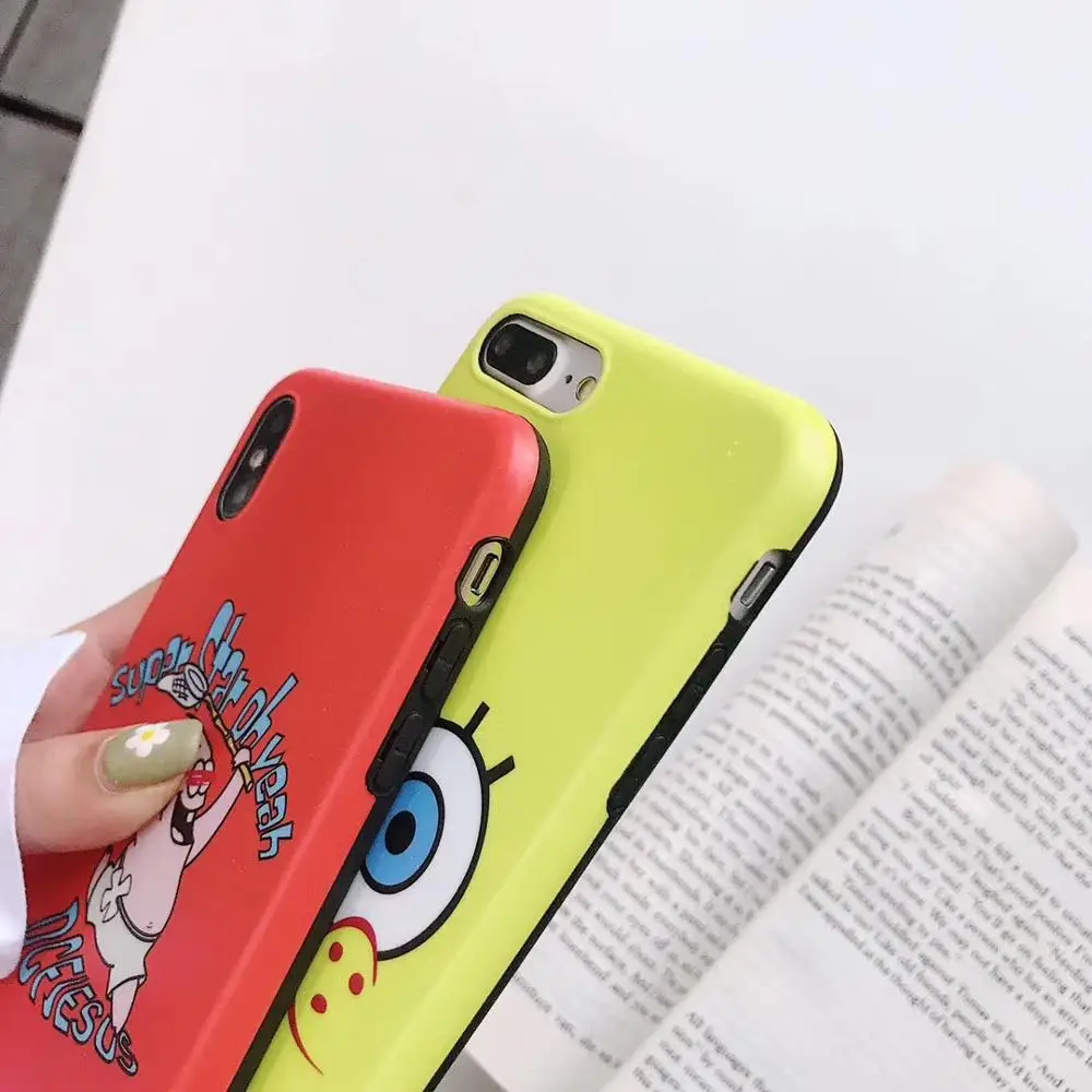Cute Cartoon SpongeBob Square Pants Sponge Bob Phone Case for Apple iPhone XR XS Max X 8 7 6S Plus Cover soft Cases |