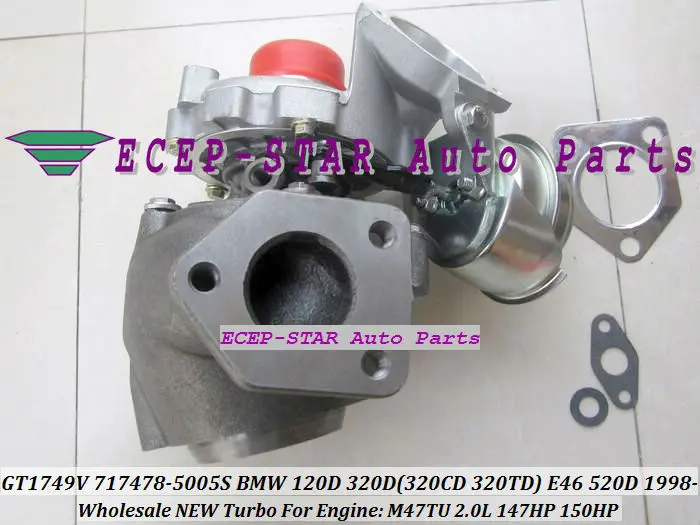 Турбокомпрессор GT1749V 717478 5006S 0004 для BMW 120D 320D 320CD 320TD E46 520D 1998 M47TU 2.0L D 147HP 150HP|turbocharger