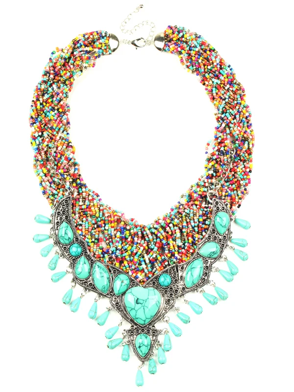 Богемные цветные бусы ручной работы ожерелье трещина модное массивное |