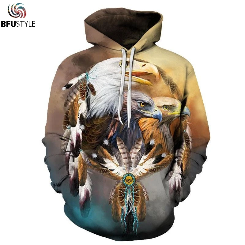 Толстовка с капюшоном Dream Catcher Eagle для мужчин и женщин Осенний пуловер брендовая