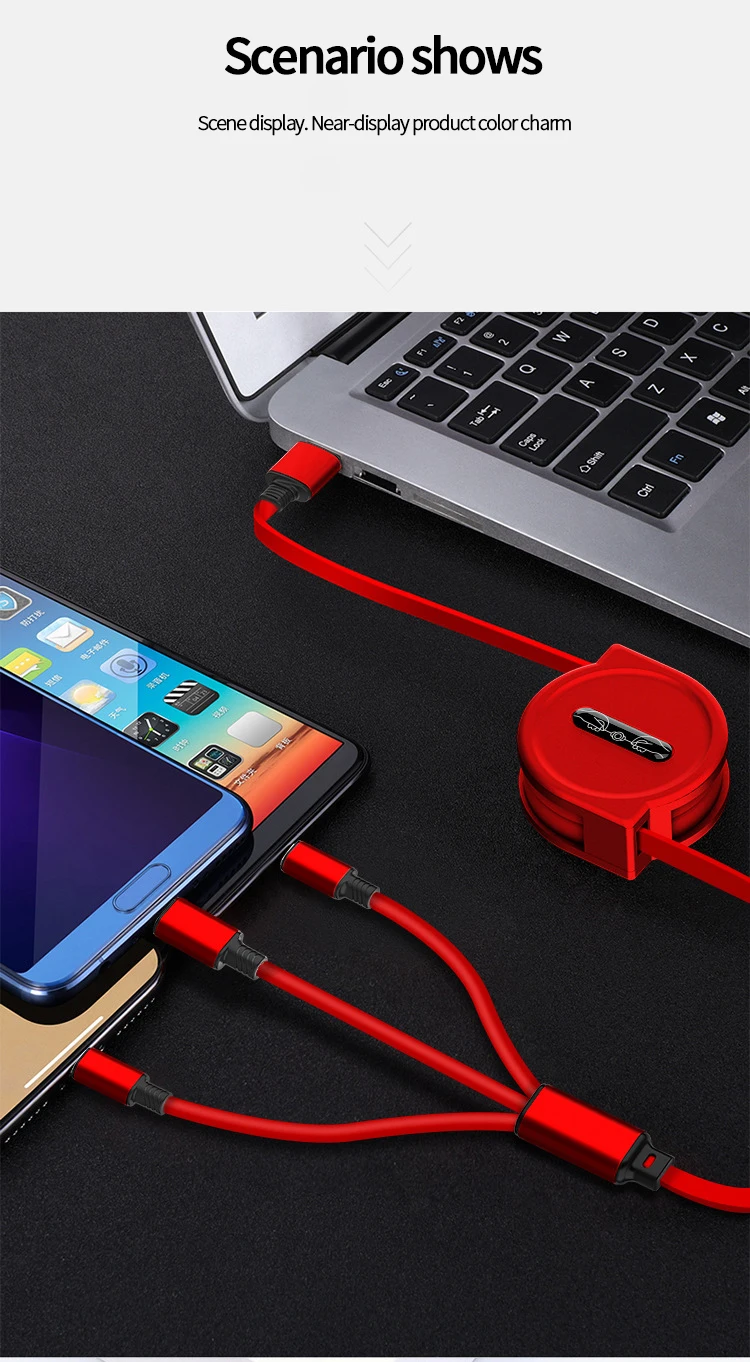 120 см 3 в 1 USB зарядный кабель для iPhone& Micro USB& USB C кабель выдвижной портативный зарядный кабель для Iphone X 8 samsung S9