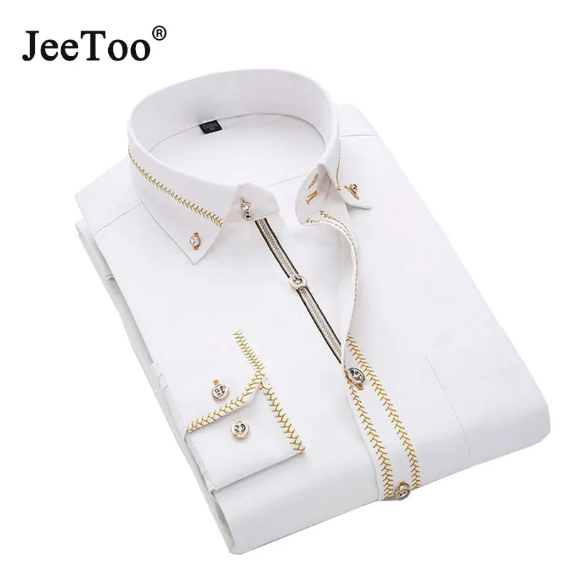 Мужская рубашка с длинным рукавом 2018 смокинг хлопок s классическая Slim Fit белый