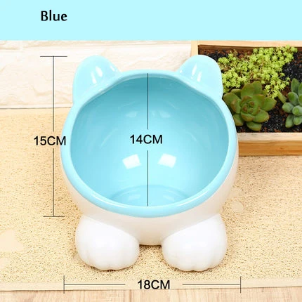 Blue HOOPET собака Кормушка для кошек миска для кошачьего корма блюдо для домашних животных керамические миски аксессуары - Цвет: Blue