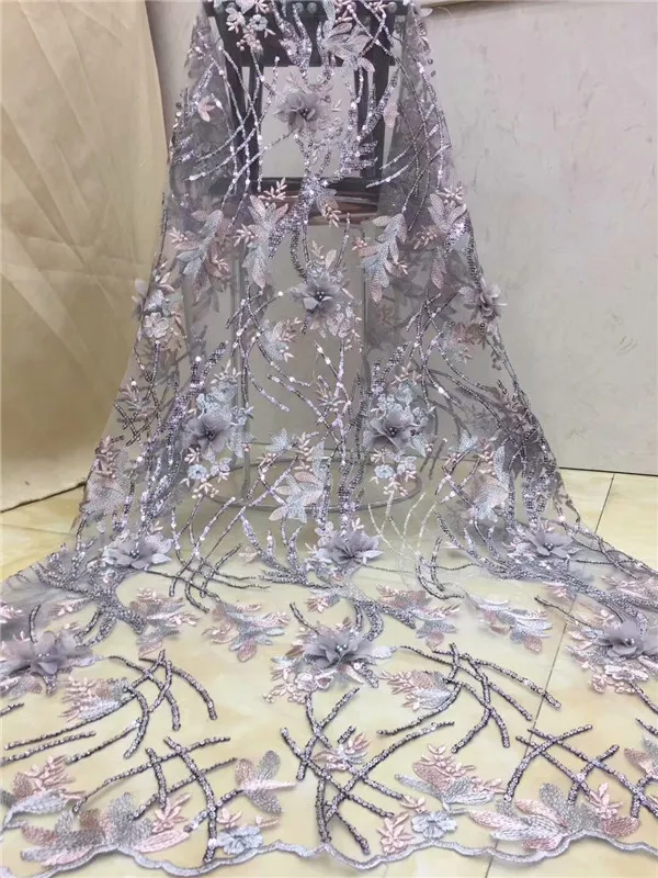 Розовые желтые кружевные ткани в африканском стиле Мягкие 3D цветы тюль роскошные