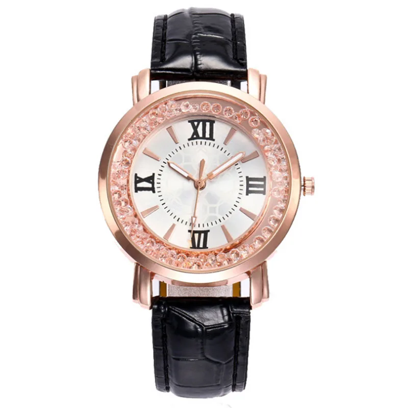 Роскошные женские часы кожаные relojes Алмазные кварцевые наручные браслет подарок